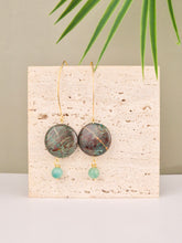 Turquoise & Blue Amazonite Statement Hook Earrings – 18k Gold Plated | Perry Bijoux