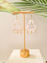 Rose Quartz Triangle Drop Earrings — 14k Gold Plated | Perry Bijoux