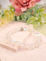 Opal Aura Quartz Bracelet - Clear Matt - 8mm