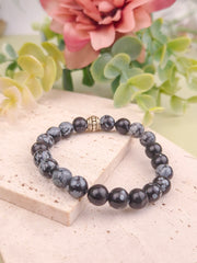 Snowflake Obsidian Bracelet - 8mm