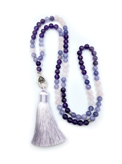 Amethyst, Angelite & Rose Quartz Prayer Bead Necklace | Perry Bijoux