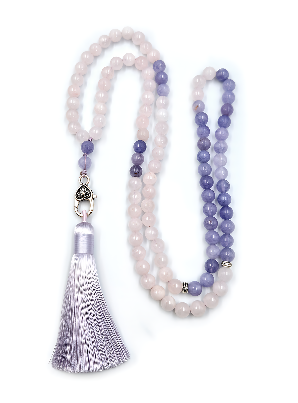 Rose Quartz & Angelite Prayer Bead Necklace | Perry Bijoux