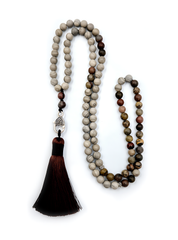 Leopard Skin & Grey Jasper Prayer Bead Necklace | Perry Bijoux