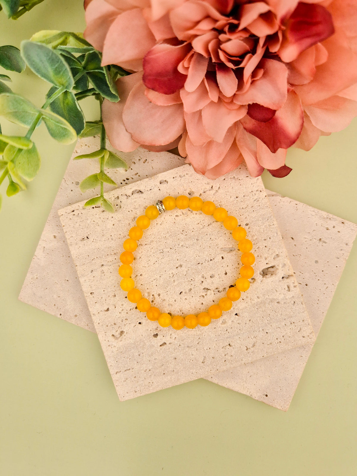 Yellow Jade Natural Stone Bracelet 6mm | Perry Bijoux