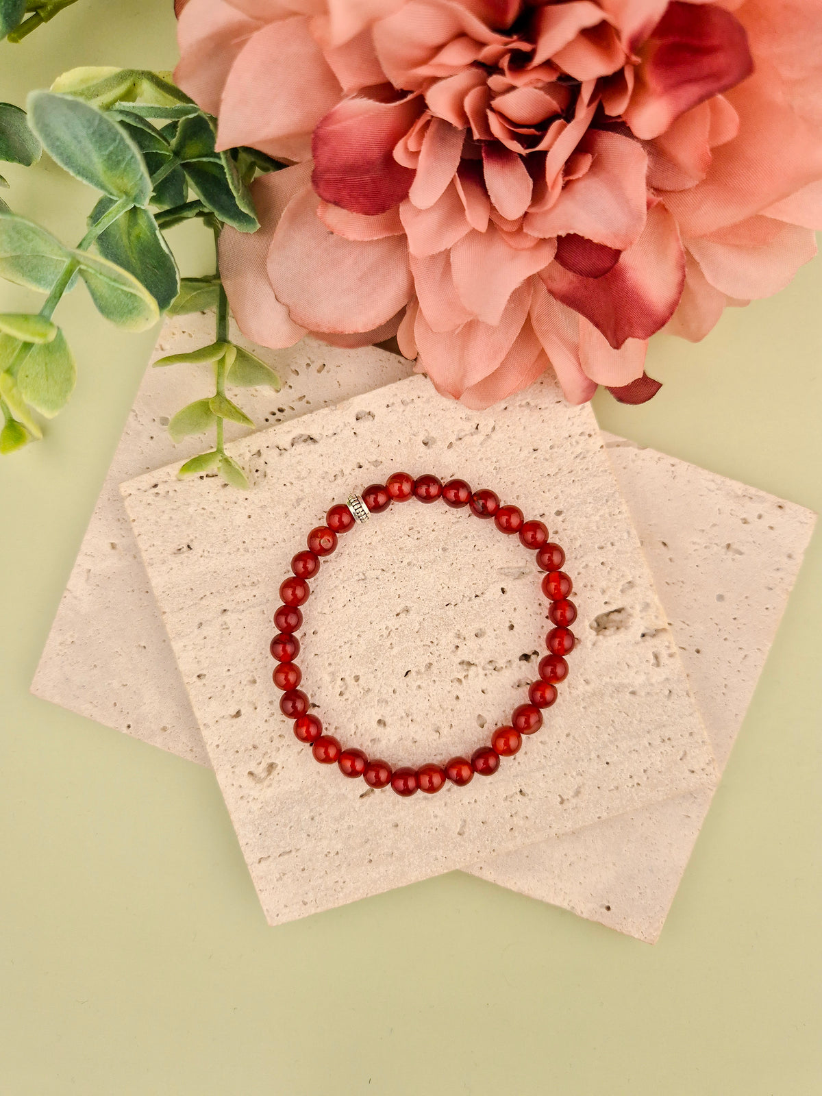 Carnelian Natural Stone Bracelet 6mm | Perry Bijoux