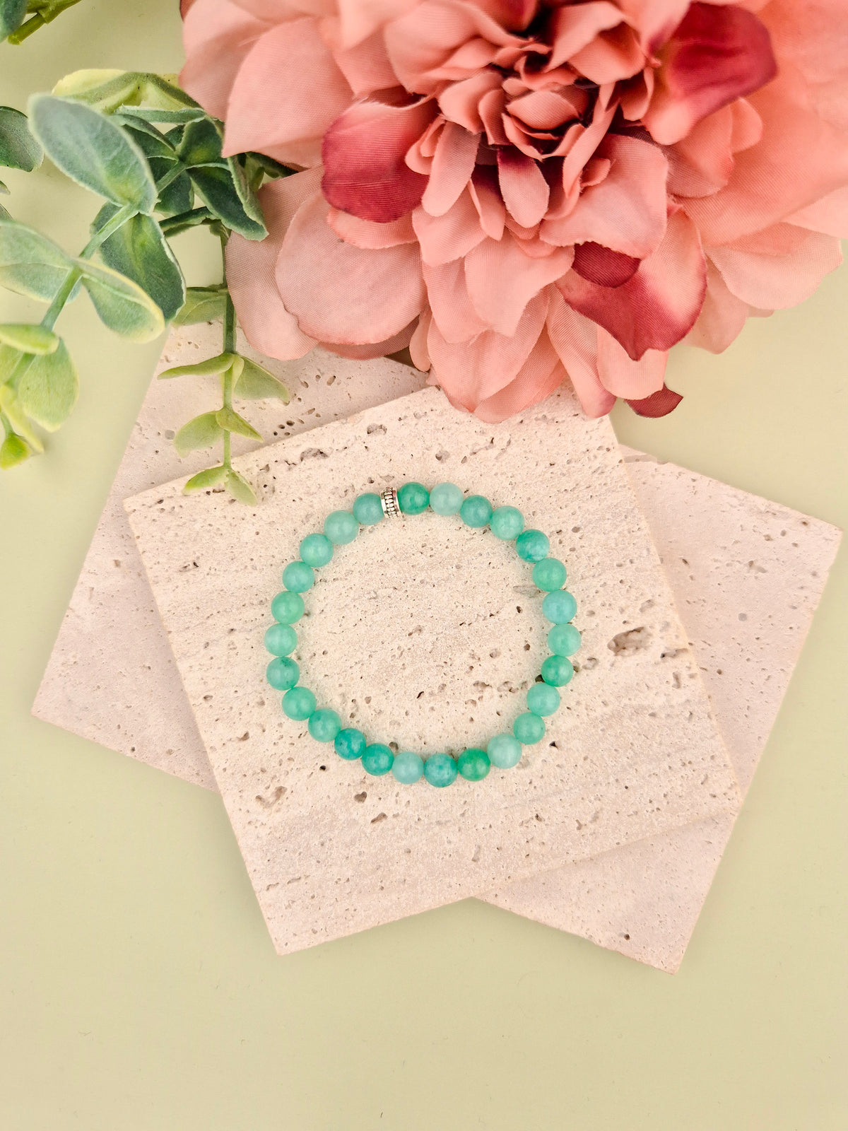 Mint Green Jade Natural Stone Bracelet 6mm | Perry Bijoux