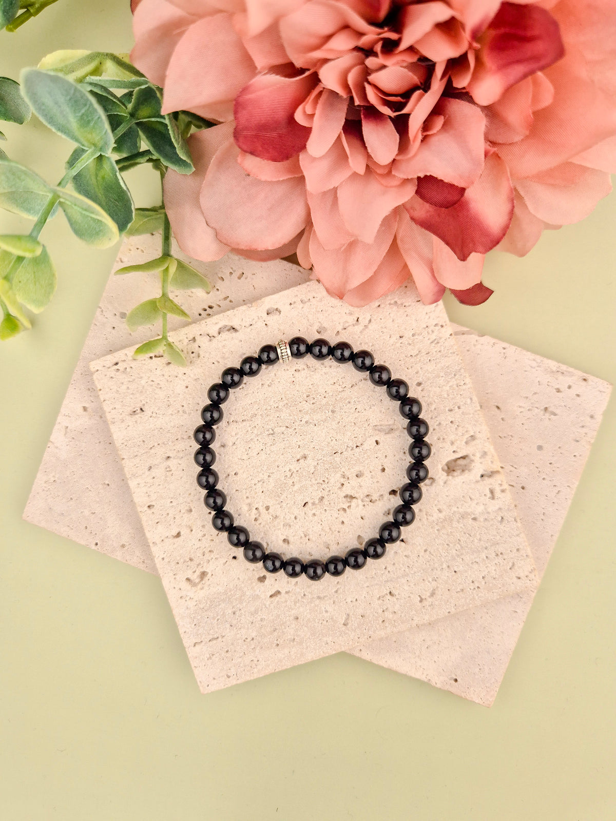 Black Tourmaline Natural Stone Bracelet 6mm | Perry Bijoux