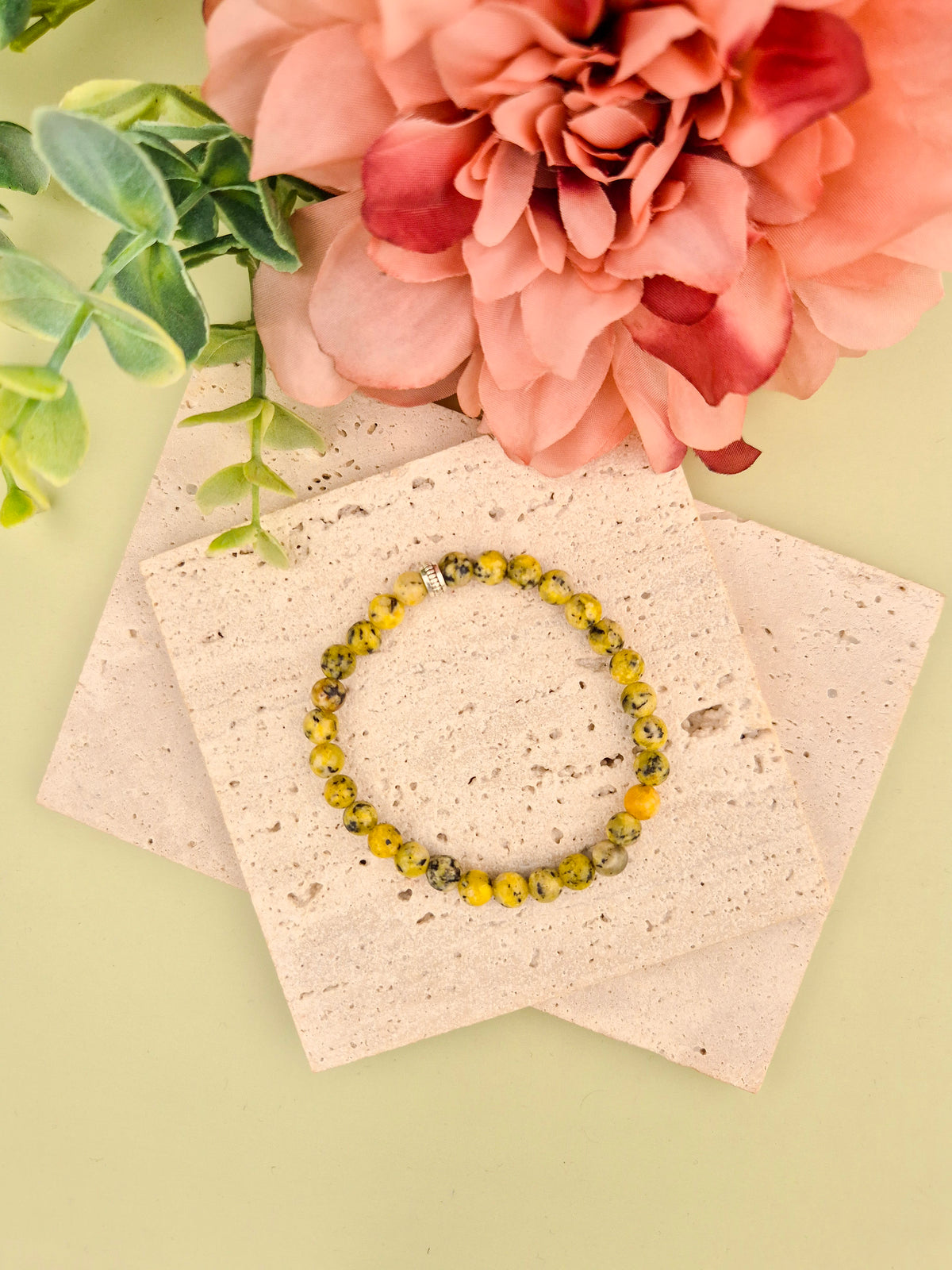 Serpentine Natural Stone Bracelet 6mm | Perry Bijoux