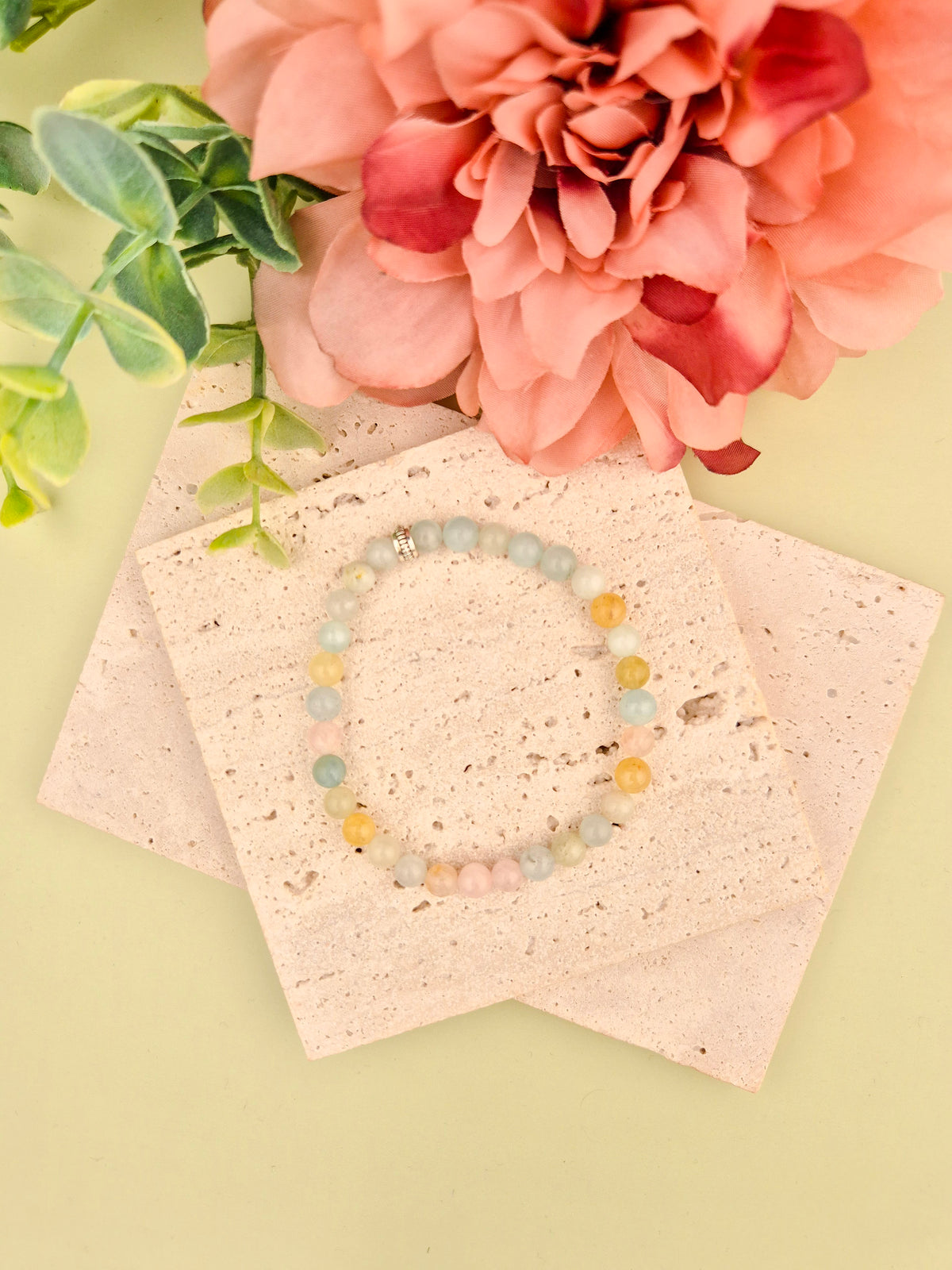 Morganite Natural Stone Bracelet 6mm | Perry Bijoux