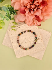 Watermelon Tourmaline Natural Stone Bracelet 6mm | Perry Bijoux