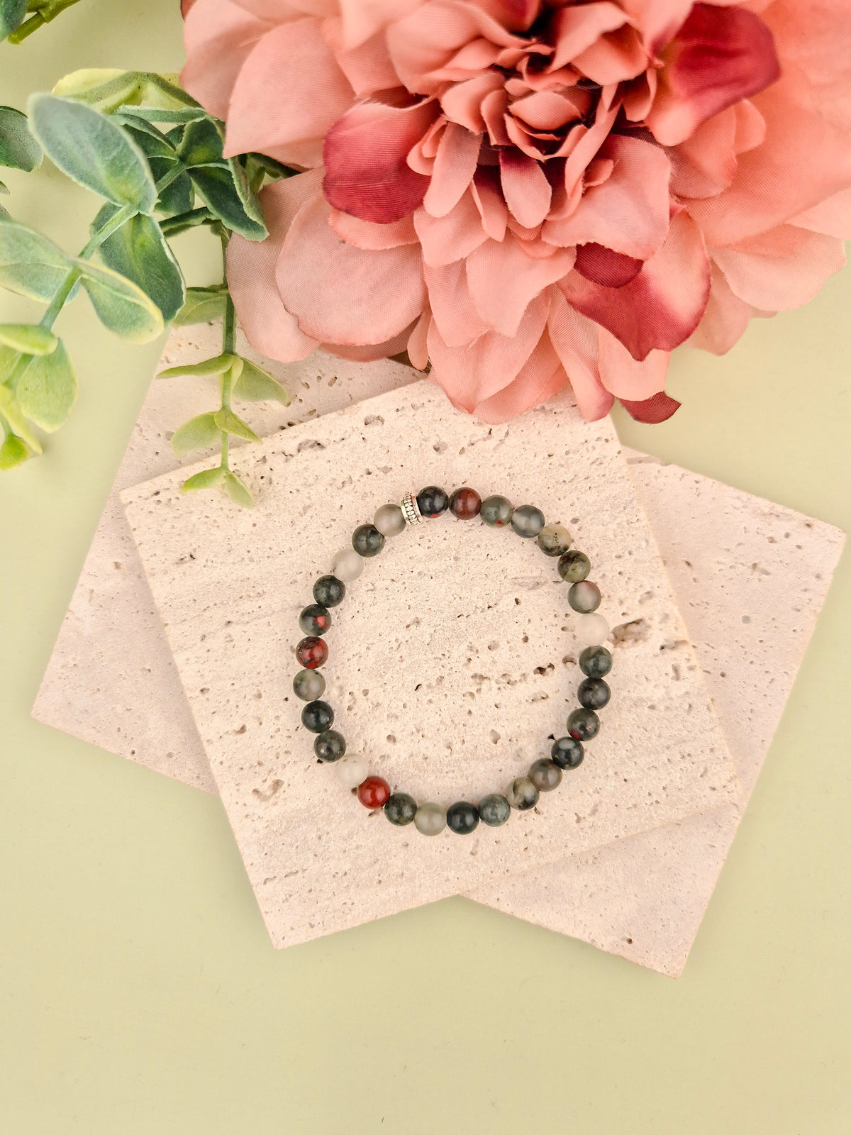 Bloodstone Natural Stone Bracelet 6mm | Perry Bijoux