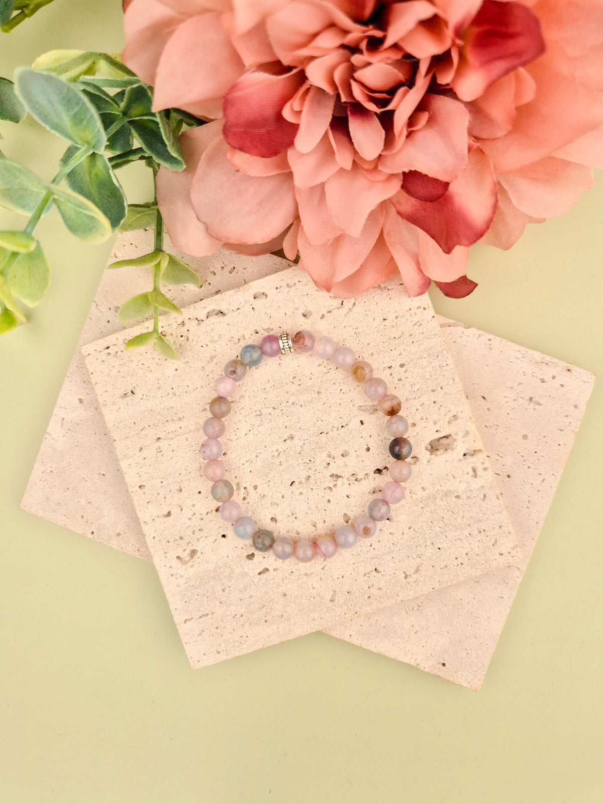 Purple Mix Agate Natural Stone Bracelet 6mm | Perry Bijoux