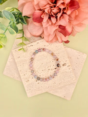 Purple Mix Agate Natural Stone Bracelet 6mm | Perry Bijoux