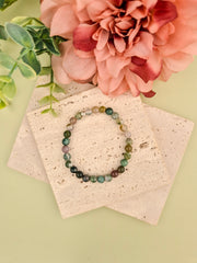 Moss Agate Natural Stone Bracelet 6mm | Perry Bijoux