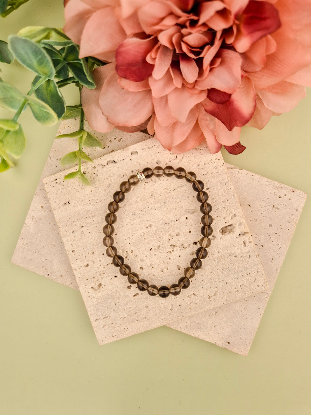 Smoky Quartz Natural Stone Bracelet 6mm | Perry Bijoux