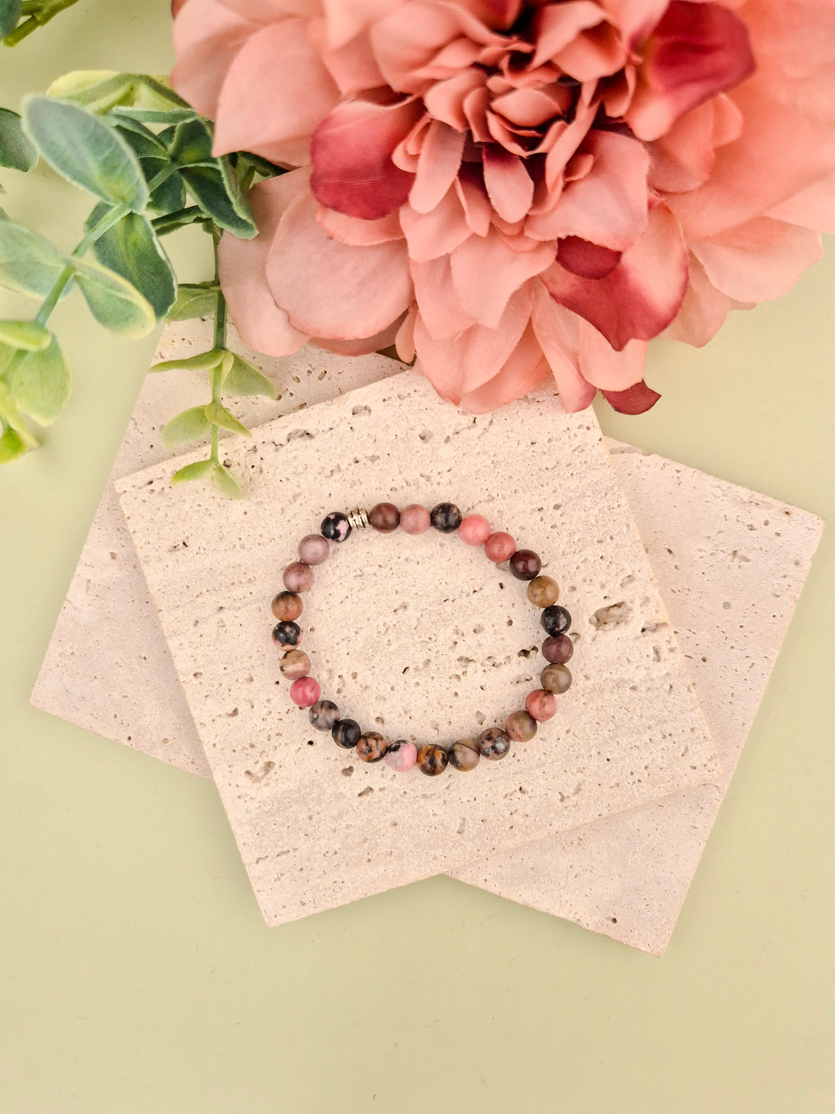 Rhodonite Natural Stone Bracelet 6mm | Perry Bijoux