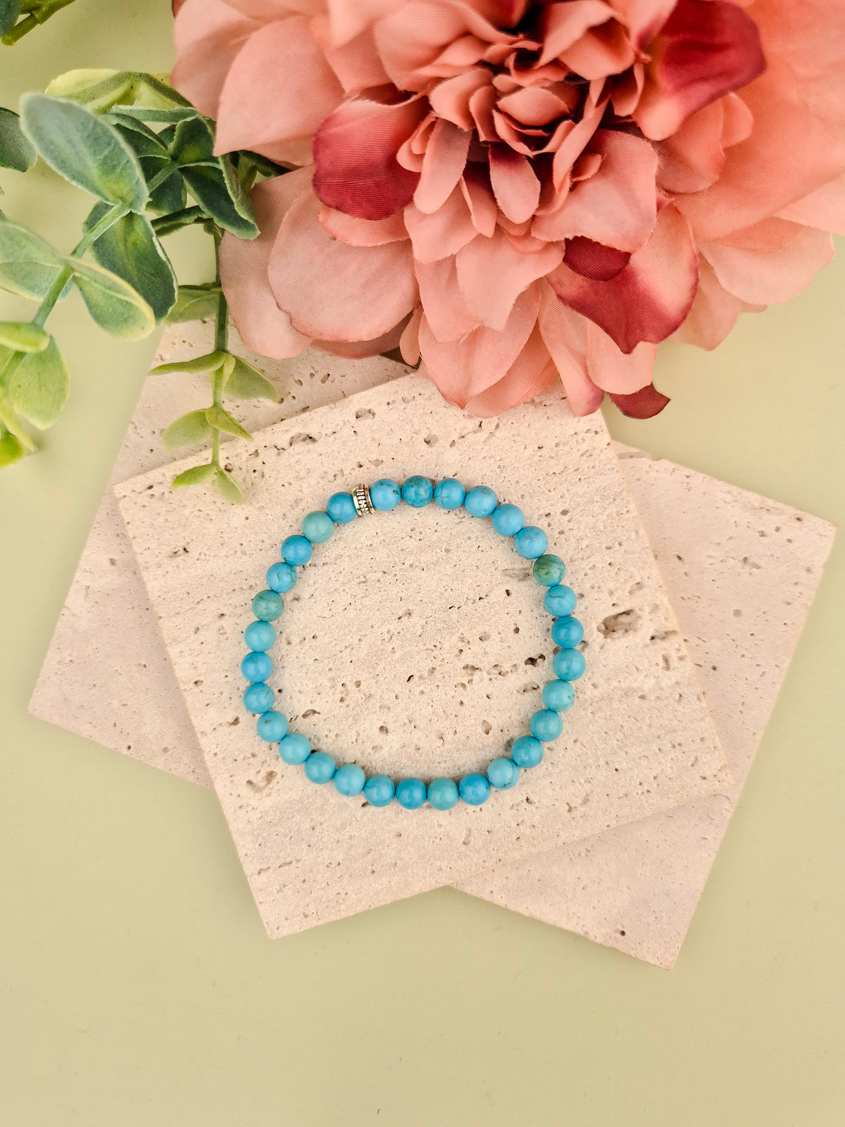 Turquoise Natural Stone Bracelet 6mm | Perry Bijoux