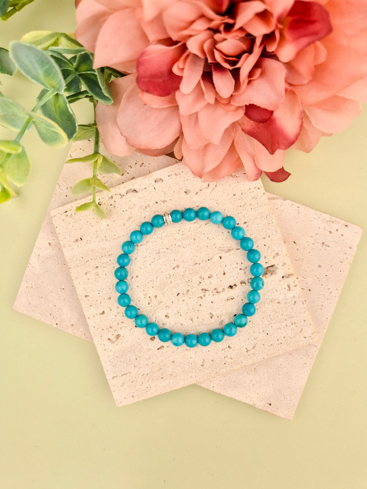 Turquoise Natural Stone Bracelet 6mm | Perry Bijoux