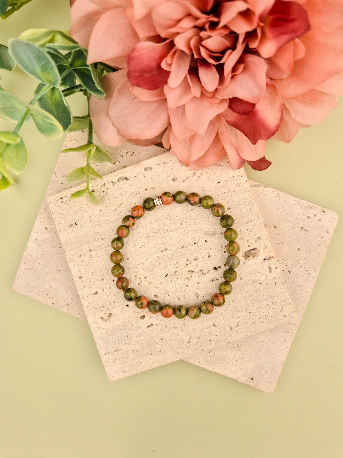 Unakite Natural Stone Bracelet 6mm | Perry Bijoux