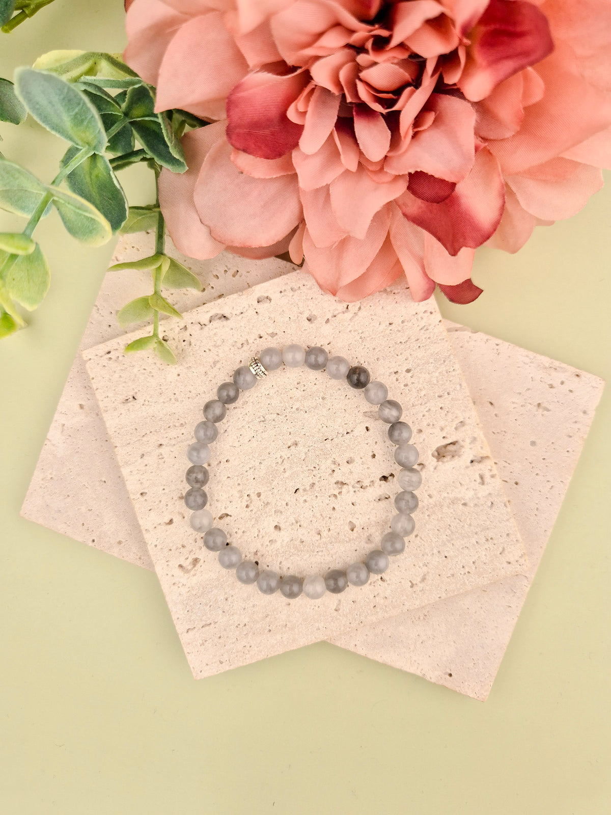 Cloud Quartz Natural Stone Bracelet 6mm | Perry Bijoux