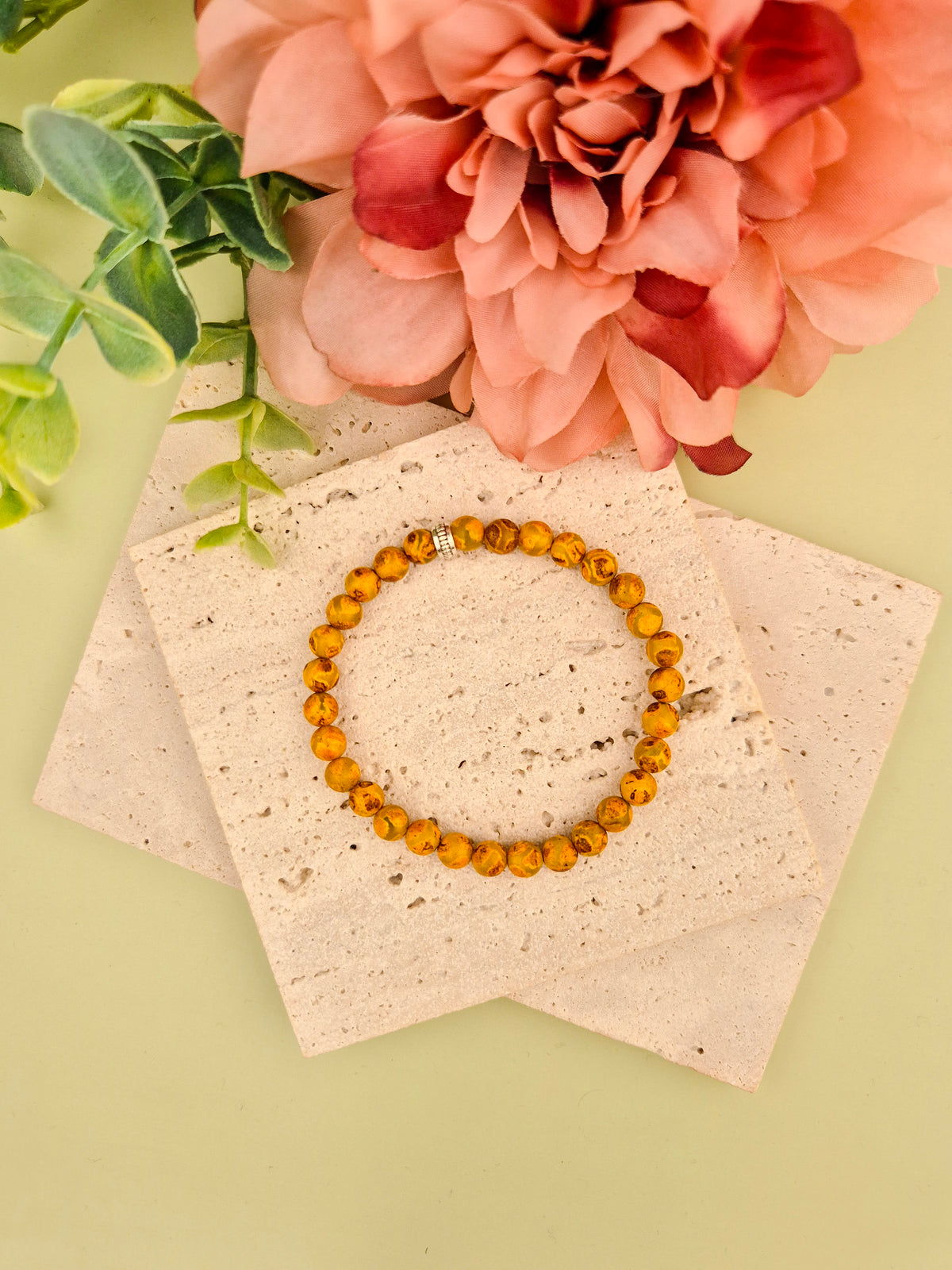Tibet Agate Natural Stone Bracelet 6mm | Perry Bijoux
