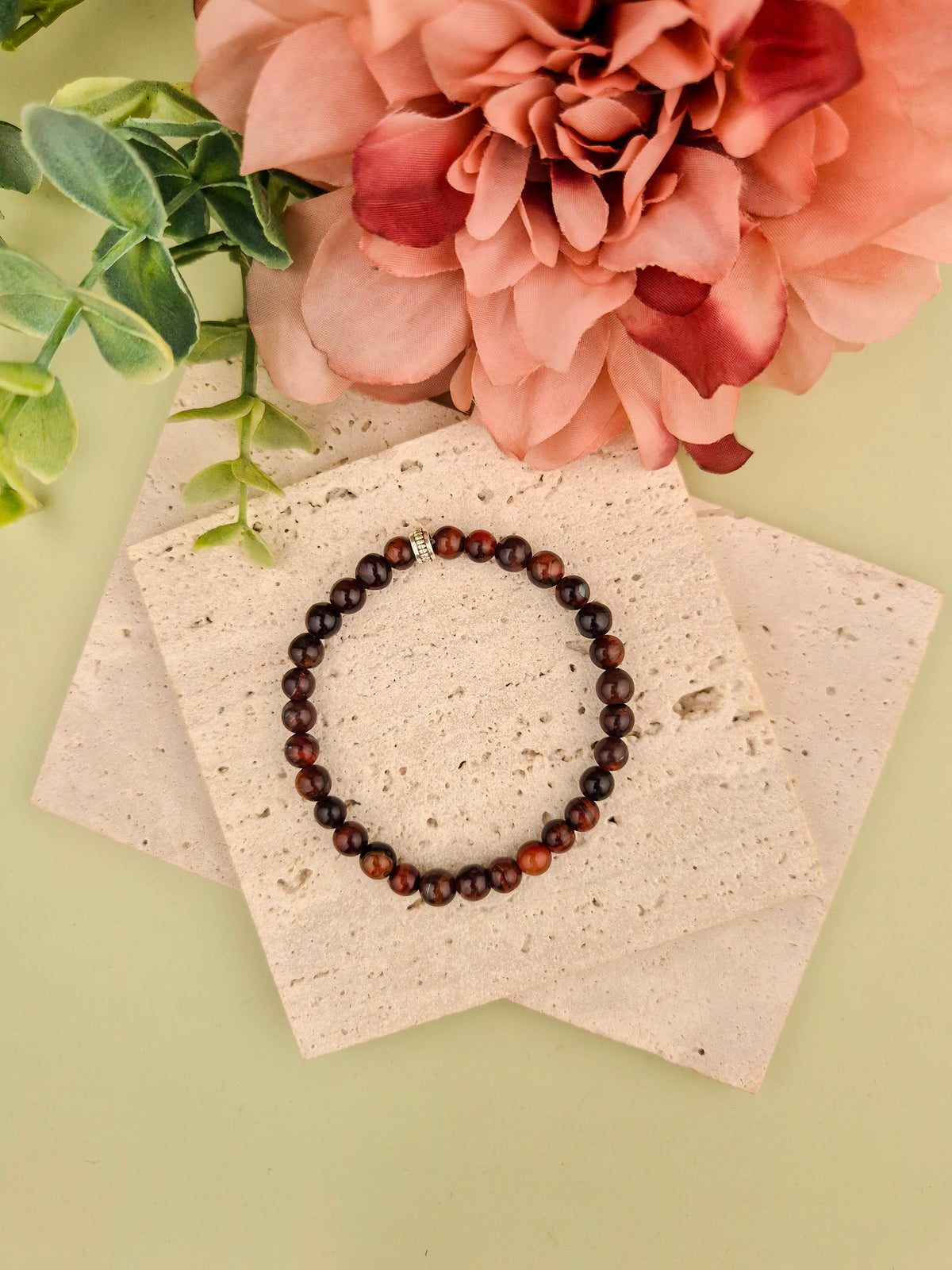 Red Tiger Eye Natural Stone Bracelet 6mm | Perry Bijoux