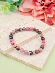 Rhodonite Natural Stone Bracelet 6mm | Perry Bijoux