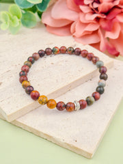 Picasso Jasper Natural Stone Bracelet 6mm | Perry Bijoux