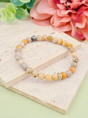 Coralized Agate Natural Stone Bracelet 6mm | Perry Bijoux