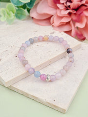 Purple Mix Agate Natural Stone Bracelet 6mm | Perry Bijoux