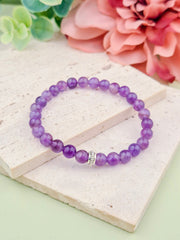 Amethyst Natural Stone Bracelet 6mm | Perry Bijoux