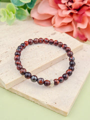 Red Tiger Eye Natural Stone Bracelet 6mm | Perry Bijoux