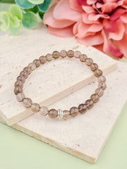 Smoky Quartz Natural Stone Bracelet 6mm | Perry Bijoux