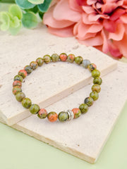 Unakite Natural Stone Bracelet 6mm | Perry Bijoux