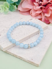 Aquamarine Natural Stone Bracelet 6mm | Perry Bijoux