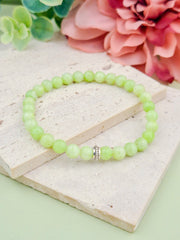 Pastel Green Jade Natural Stone Bracelet 6mm | Perry Bijoux