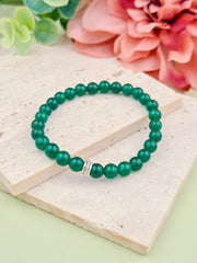 Emerald Green Jade Natural Stone Bracelet 6mm | Perry Bijoux