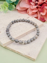 Grey Jasper Natural Stone Bracelet 6mm | Perry Bijoux