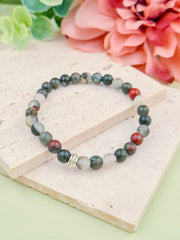 Bloodstone Natural Stone Bracelet 6mm | Perry Bijoux