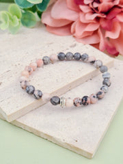 Pink Zebra Jasper Natural Stone Bracelet 6mm | Perry Bijoux