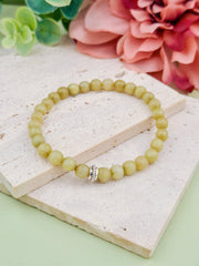 Olive Green Jade Natural Stone Bracelet 6mm | Perry Bijoux