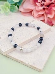 Tourmalinated Quartz Natural Stone Bracelet 6mm | Perry Bijoux