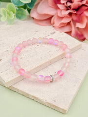Pink Opal Aura Quartz Natural Stone Bracelet 6mm | Perry Bijoux