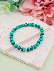 Malachite Natural Stone Bracelet 6mm | Perry Bijoux
