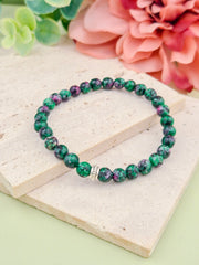 Ruby Zoisite Natural Stone Bracelet 6mm | Perry Bijoux