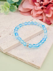 Blue Opal Aura Quartz Natural Stone Bracelet 6mm | Perry Bijoux