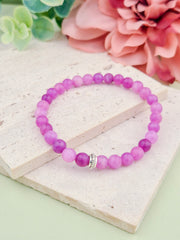 Purple Jade Natural Stone Bracelet 6mm | Perry Bijoux