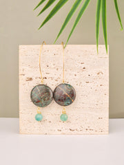 Turquoise & Blue Amazonite Statement Hook Earrings – 18k Gold Plated | Perry Bijoux