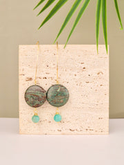 Turquoise & Blue Amazonite Statement Hook Earrings – 18k Gold Plated | Perry Bijoux