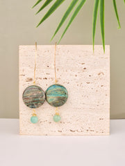 Turquoise & Blue Amazonite Statement Hook Earrings – 18k Gold Plated | Perry Bijoux